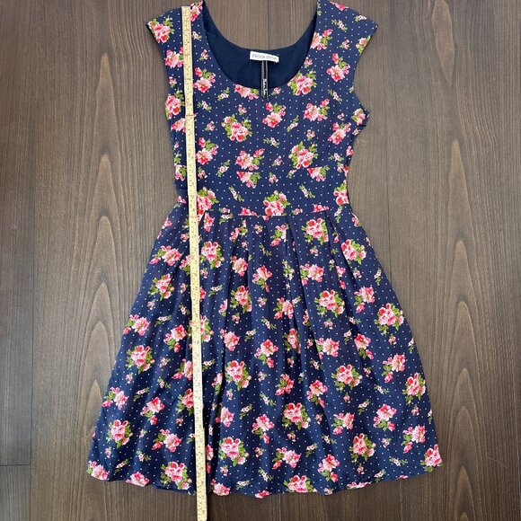 Frock Shop‎ Dress Women's Medium Navy Pink Floral Feminine Fit and Flare - Picture 13 of 14